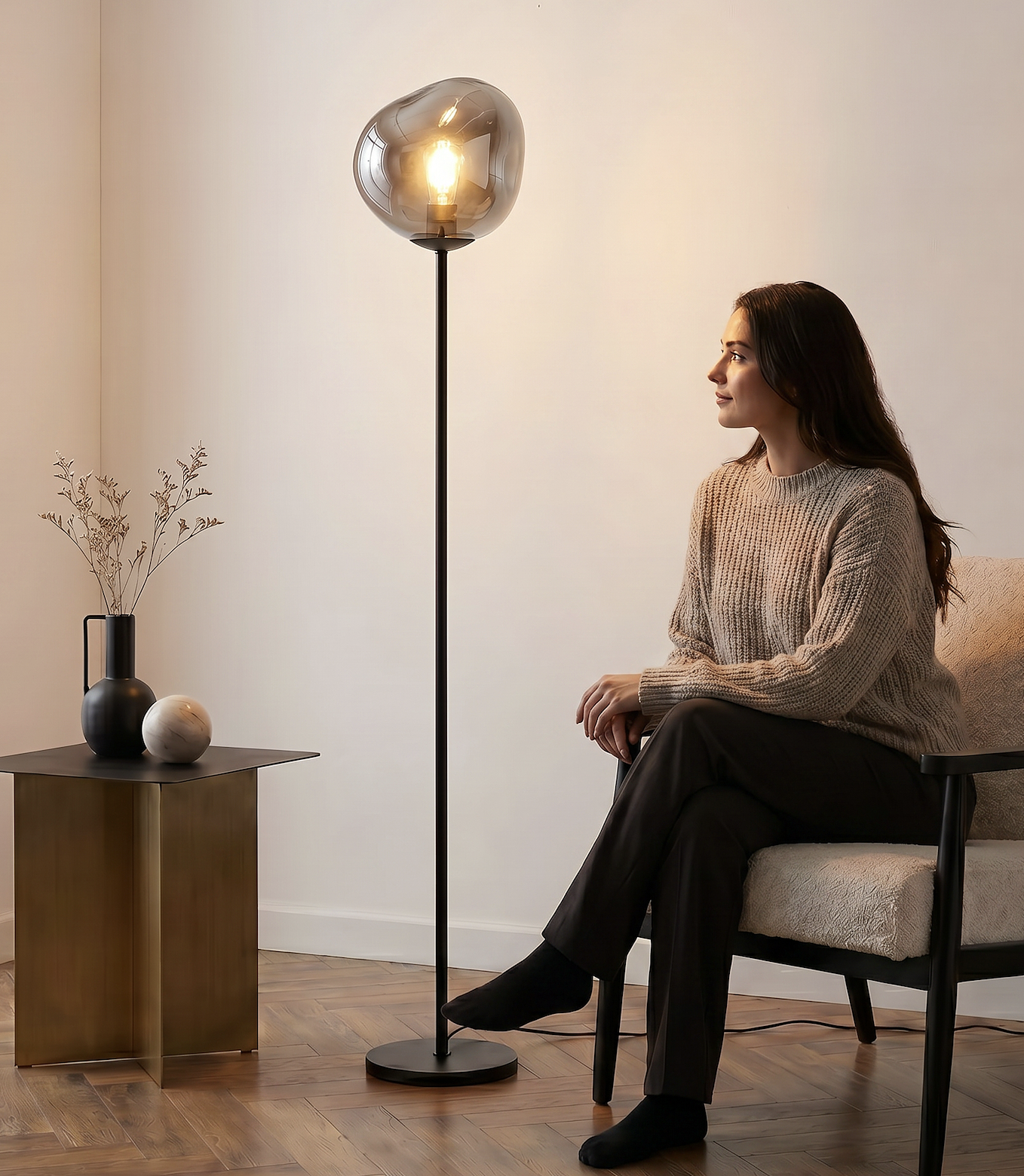 Floor lamp smoked glass grey 0
