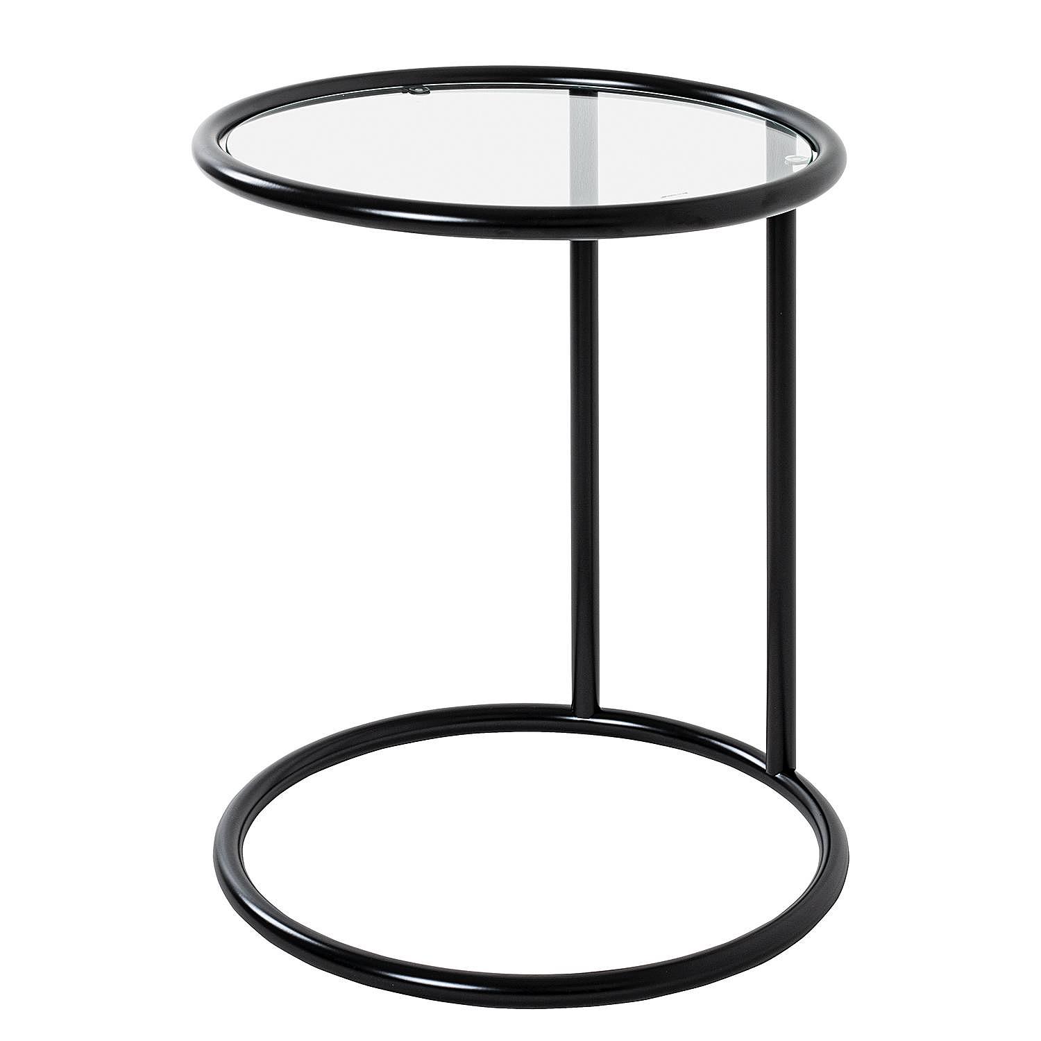 Stain Side table Safety glass Steel Black 0