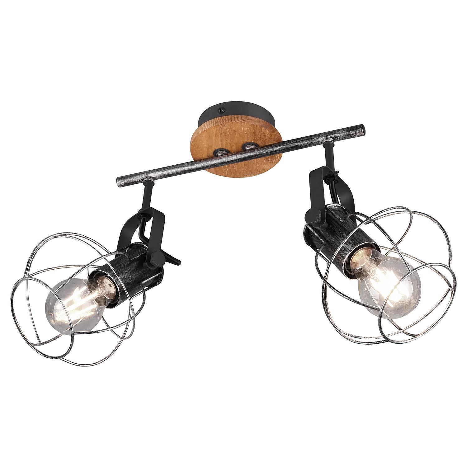 Ceiling light Madras I Solid wood 2-bulb Silver 0