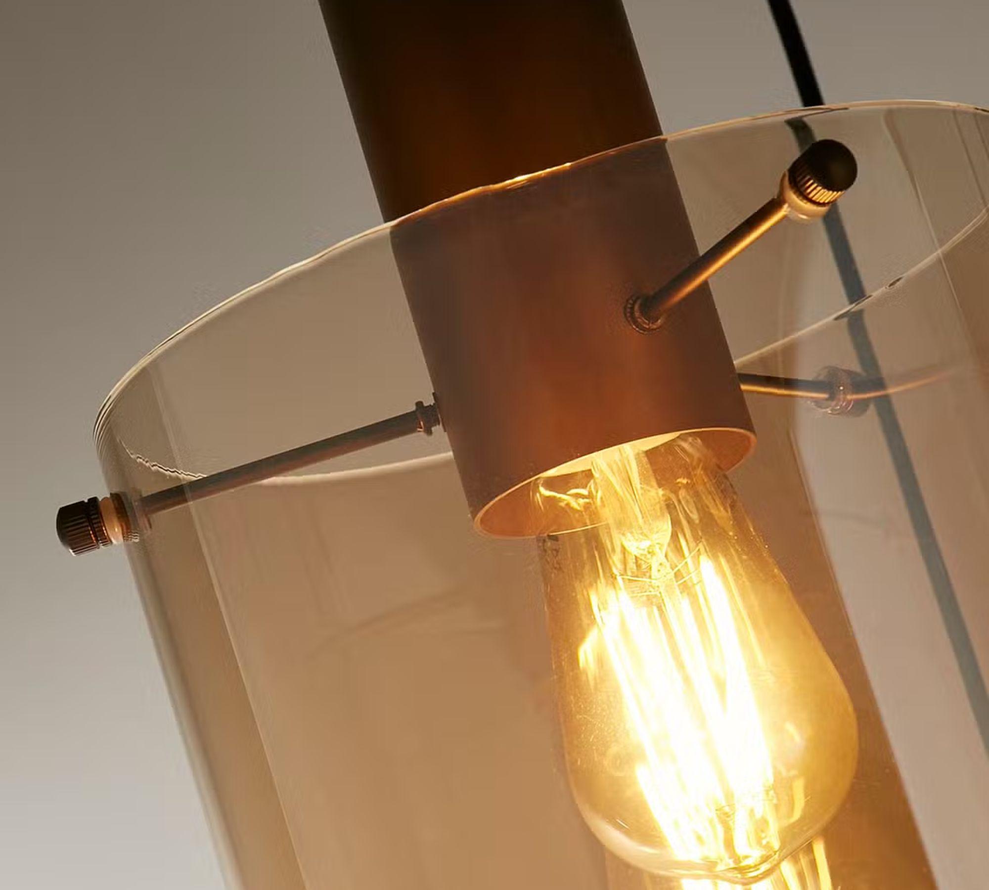 Pendant lamp 3-light Steel Glass Brown 3