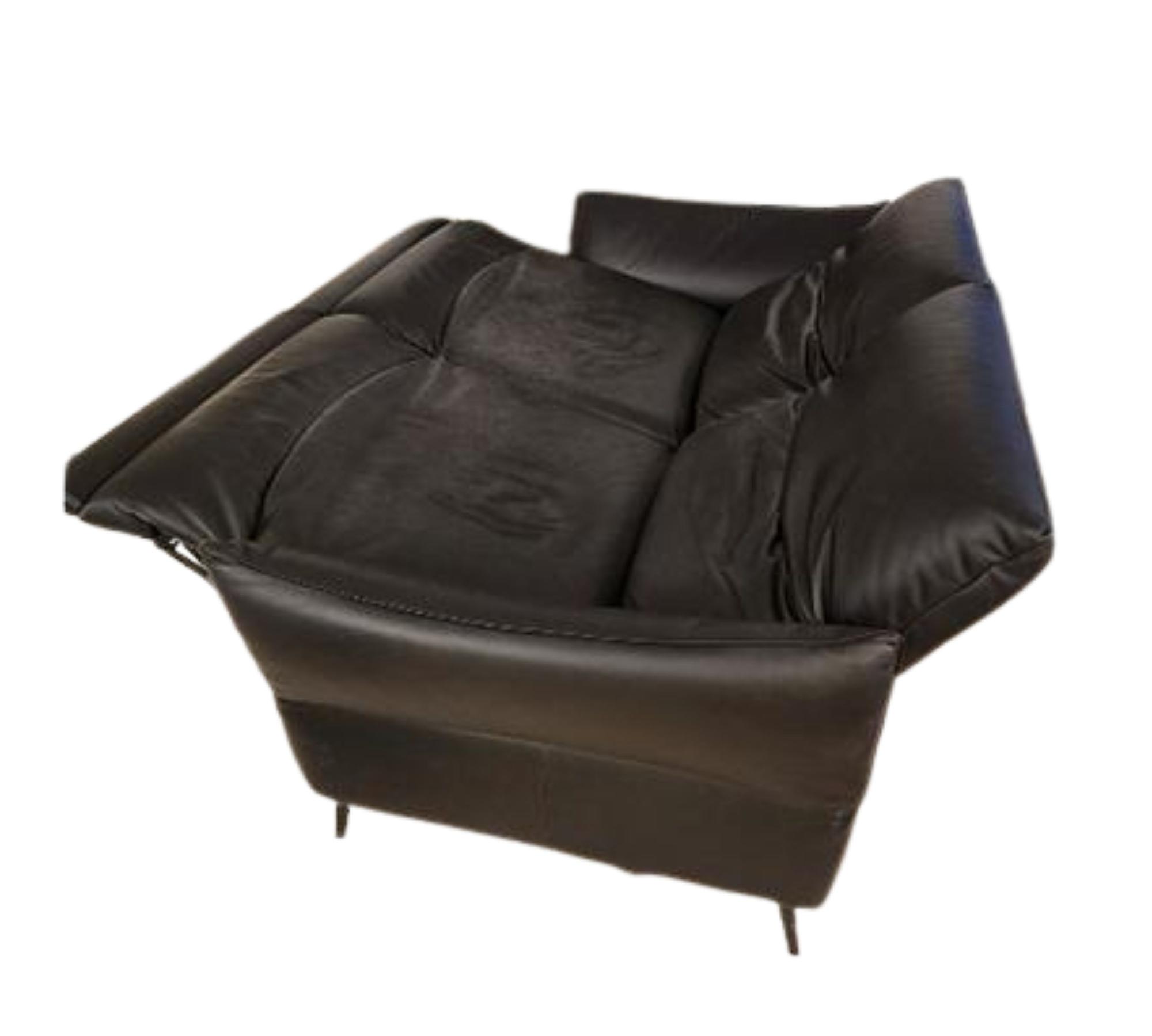 2-Sitzer Nappaleder Sofa mit elektr. Antrieb Schwarz 1