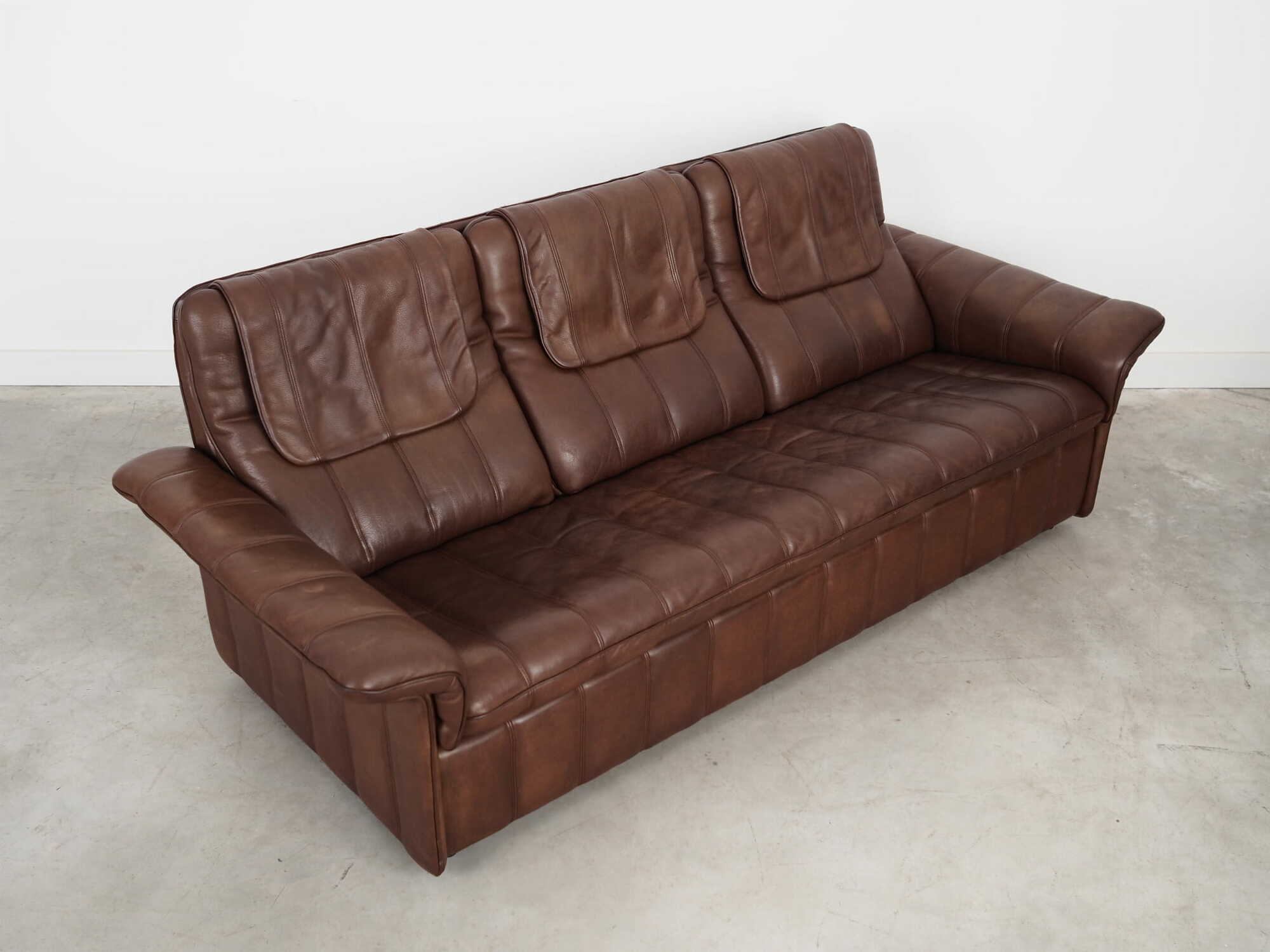 Sofa Leder Braun 1970er Jahre 5