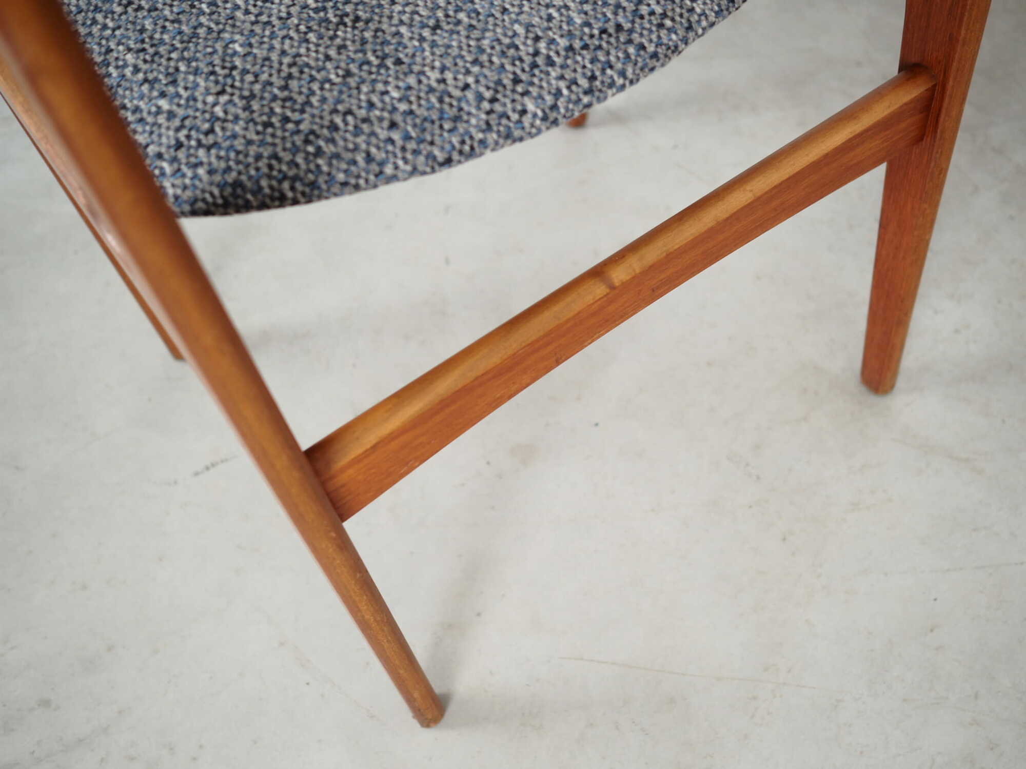 6x Vintage Stuhl Teakholz Textil Braun 1960er Jahre 8