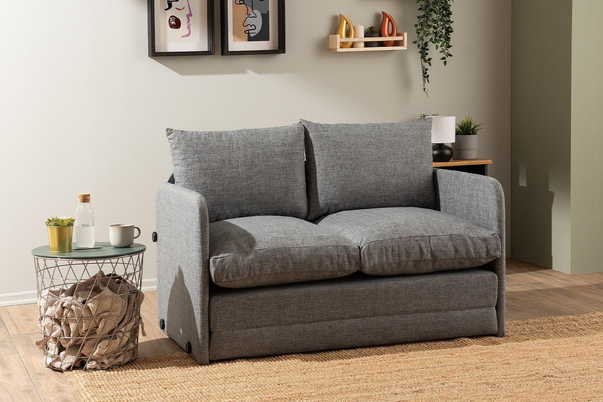 Saga Sofa Bed 2-Seater Light Grey 1