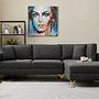 Lima Sofa Chaise Longue Right Anthracite with golden legs 0