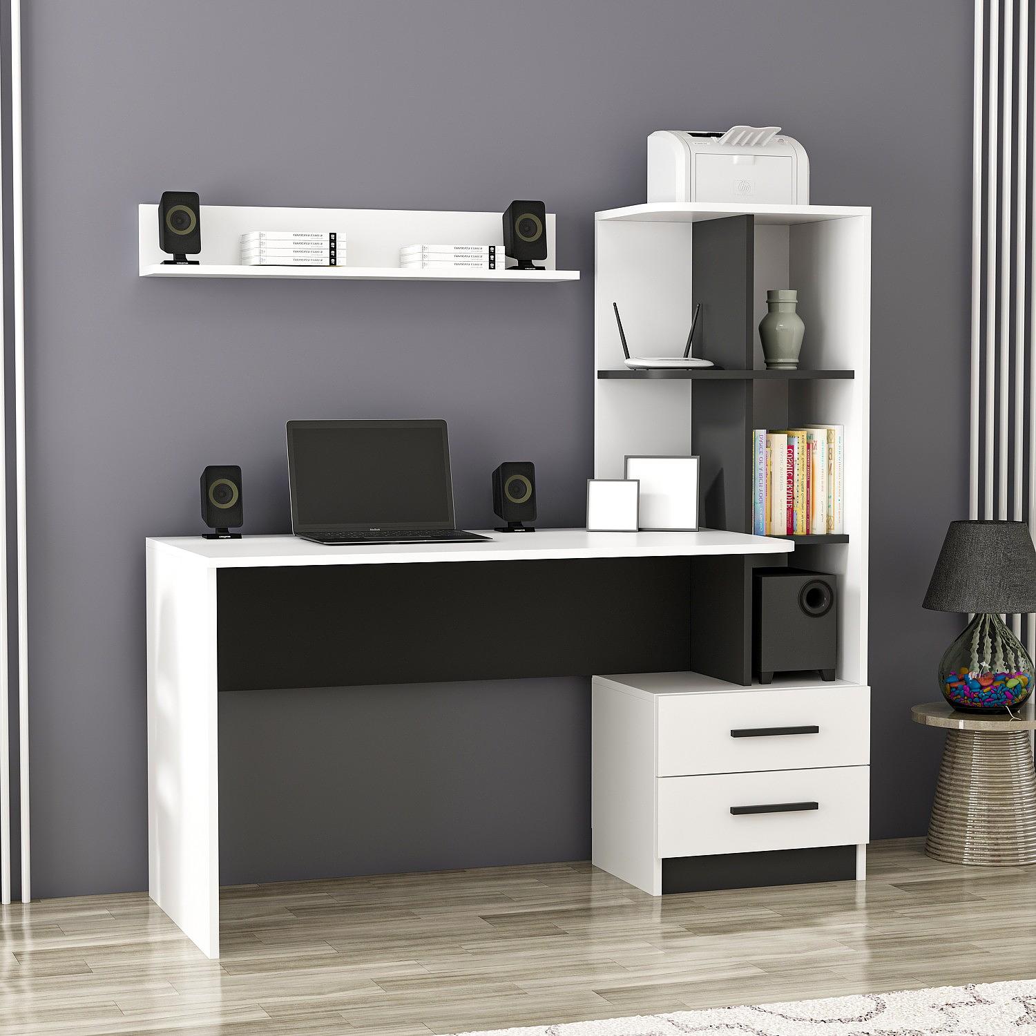 Alaska Desk Wood Veneer White Black 3