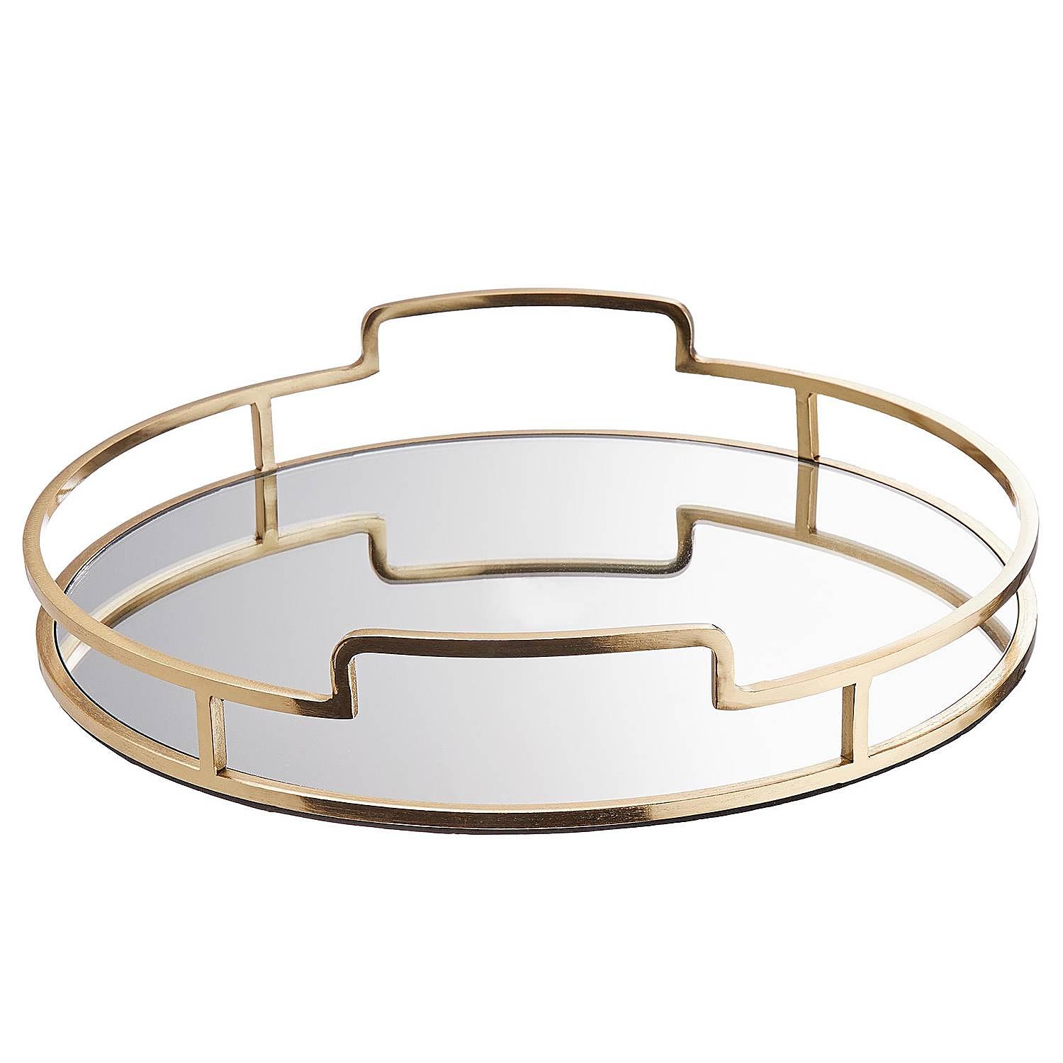 Tablett ART DECO Aluminium / Glas Gold 4