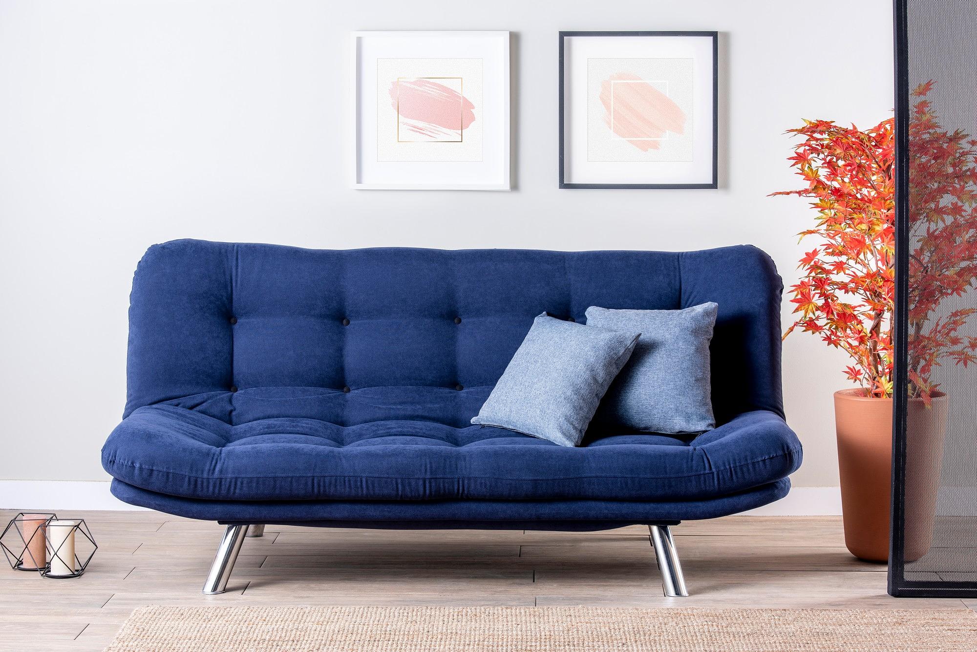 Misa Sofa Bed 3-Seater Navy Blue 2