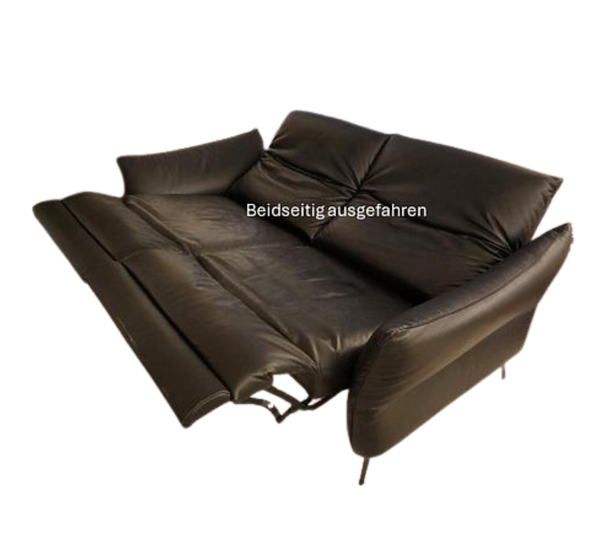 2-Sitzer Nappaleder Sofa mit elektr. Antrieb Schwarz 2