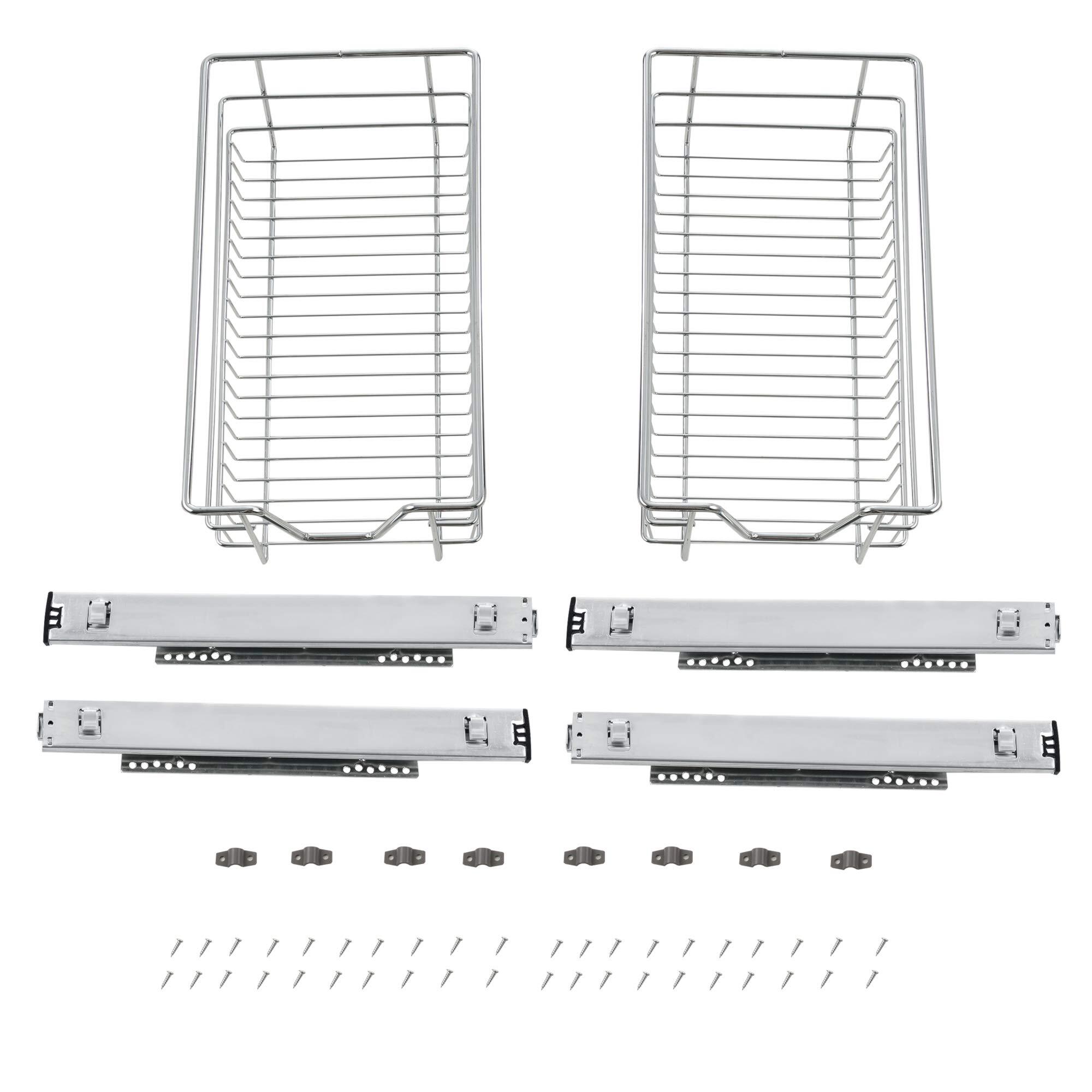 2er Set Teleskopschublade Stahl Silber  6