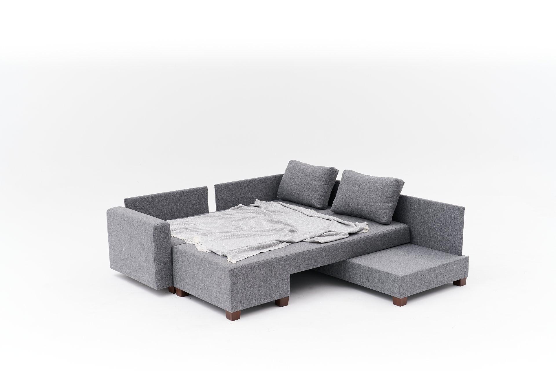 Aly Schlafsofa Récamiere Rechts Baumwolle Grau 7