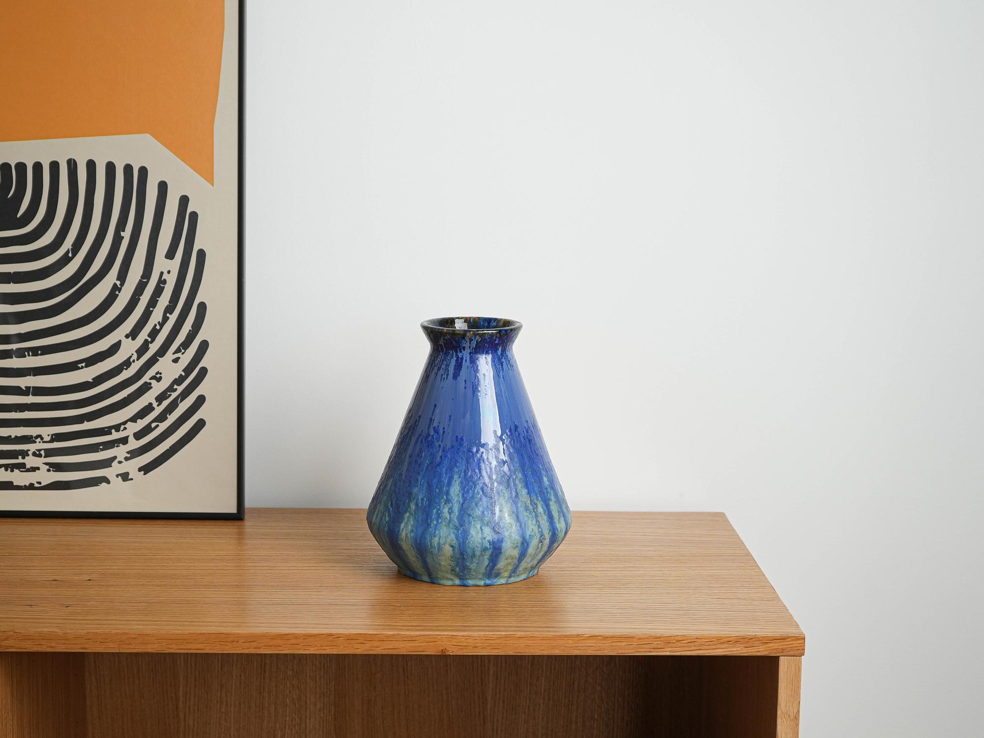 Ceramic Vase Blue 1960s 8