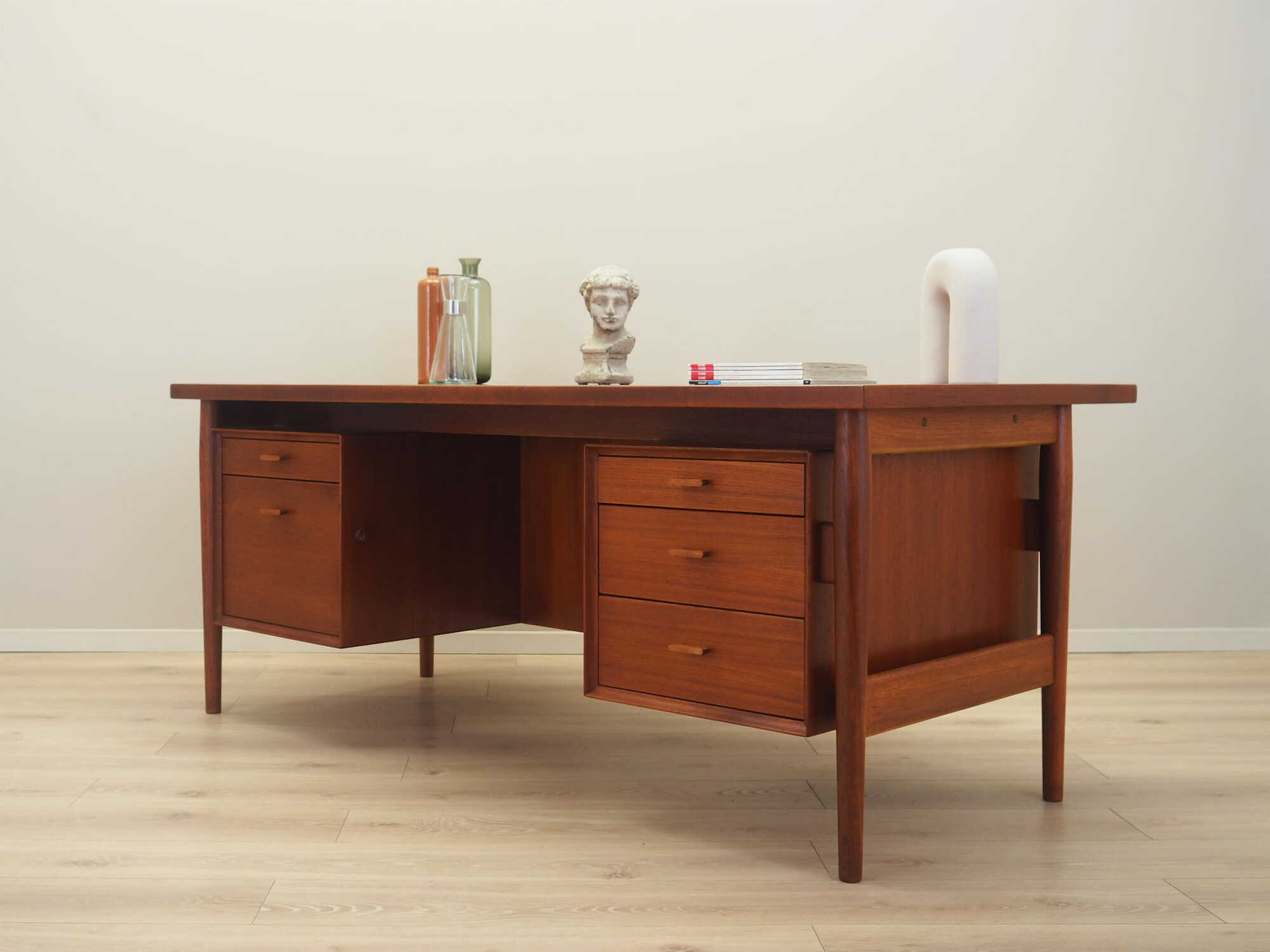 Schreibtisch Teakholz Braun 1960er Jahre 2