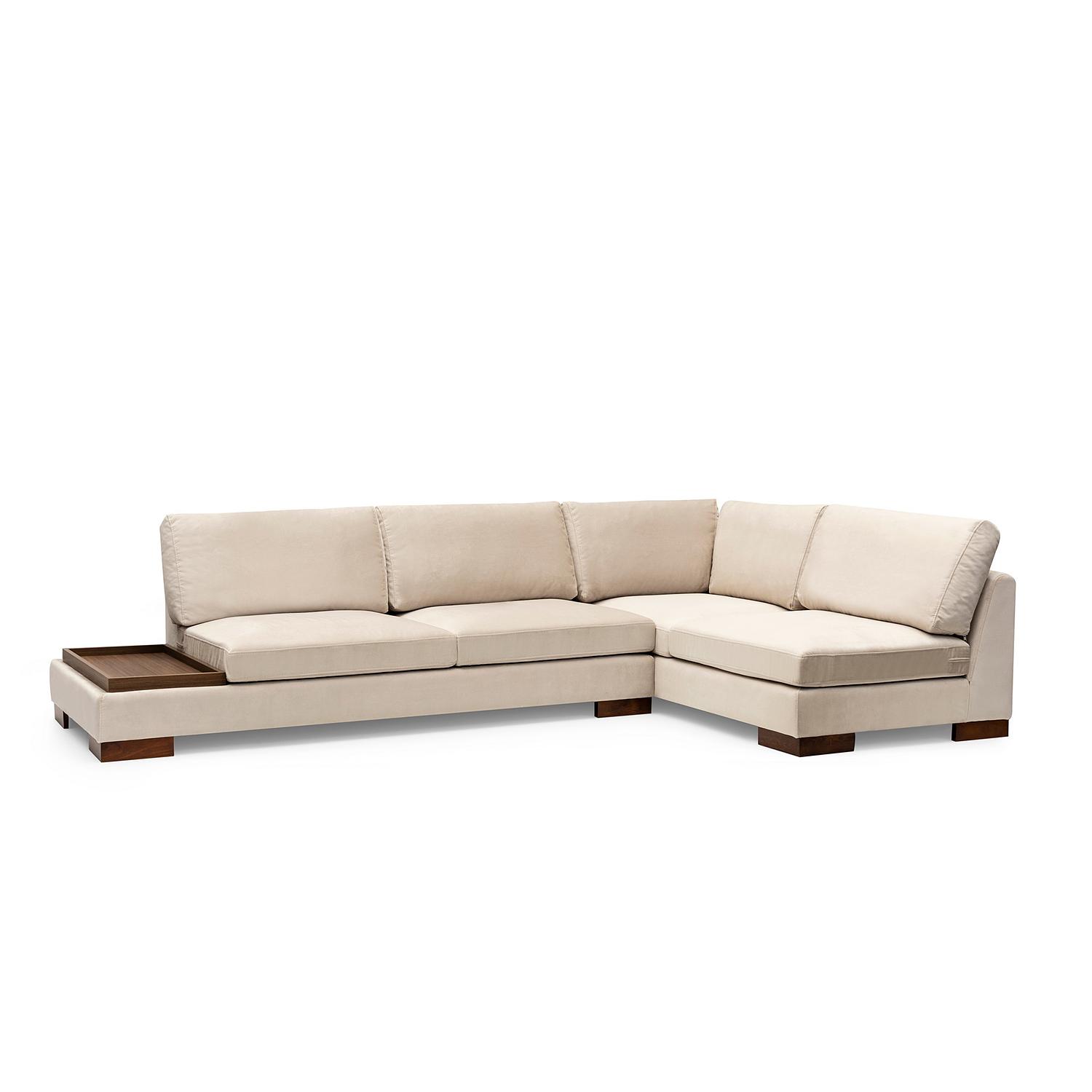 Tulip Ecksofa Rechts mit Hocker Beige 7