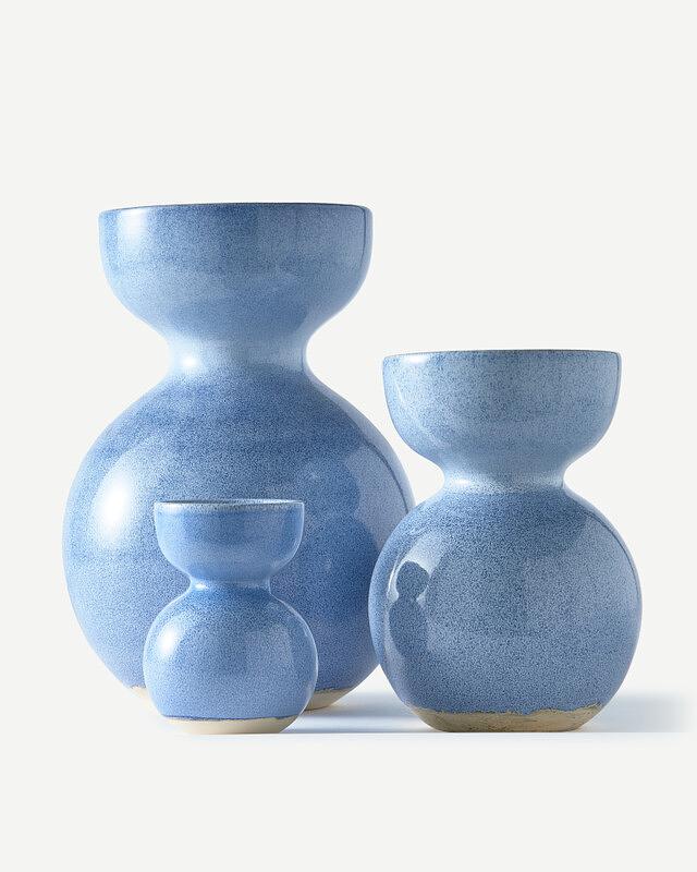 Kugel Vase L Keramik Blau 2