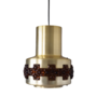 Vintage pendant lamp glass metal gold 1960s 0