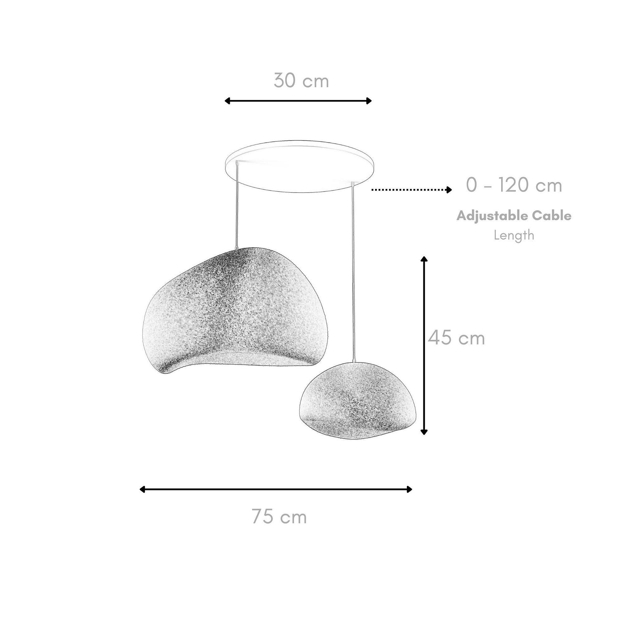 2-Flammig Wabi Sabi Rawbends Pendelleuchte Beton Grau 7