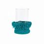 Windlicht XXL Glas Baumwolle Blau 0