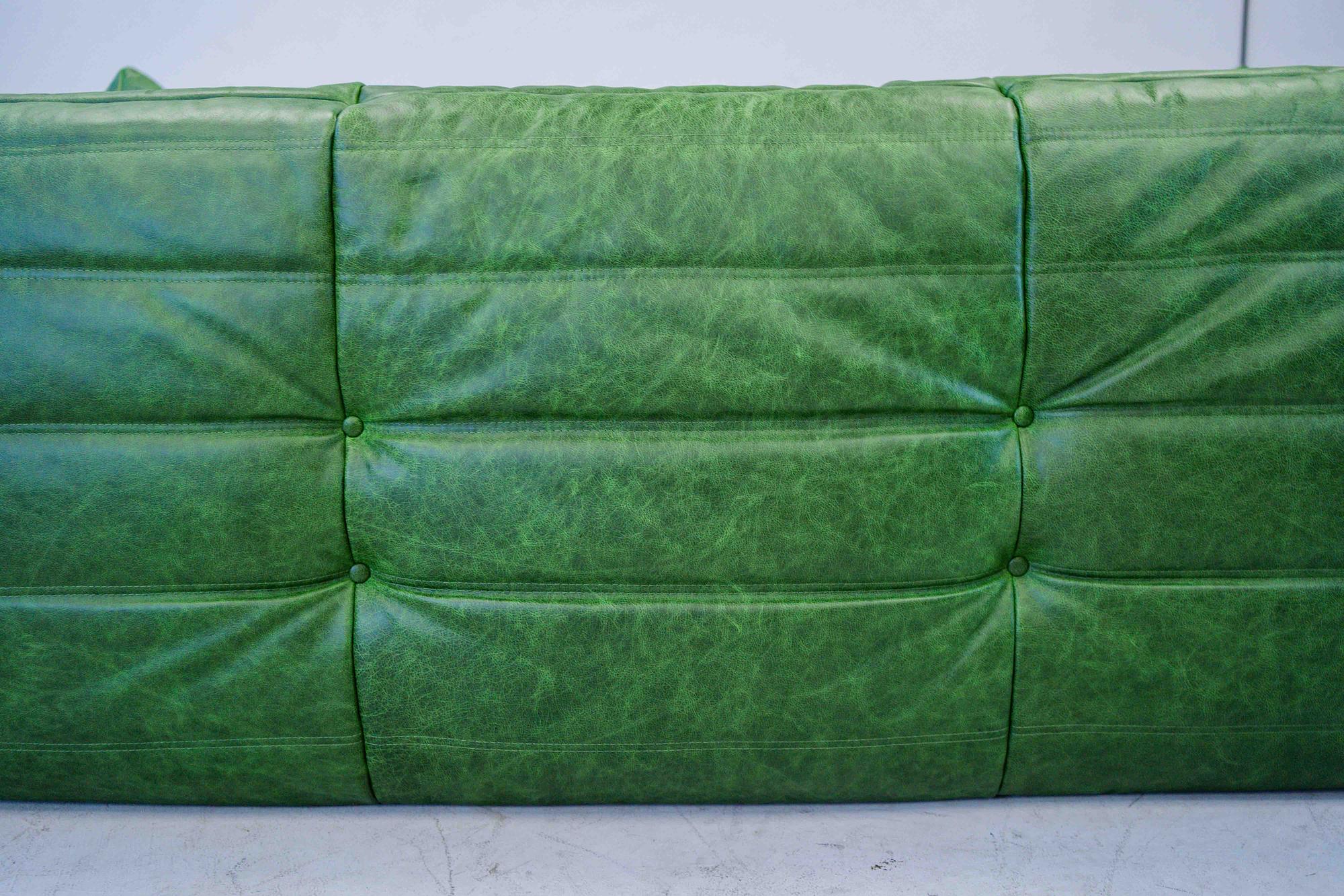 Togo Sofa 2-Sitzer mit Armlehne Pull-Up-Leder Grün 8