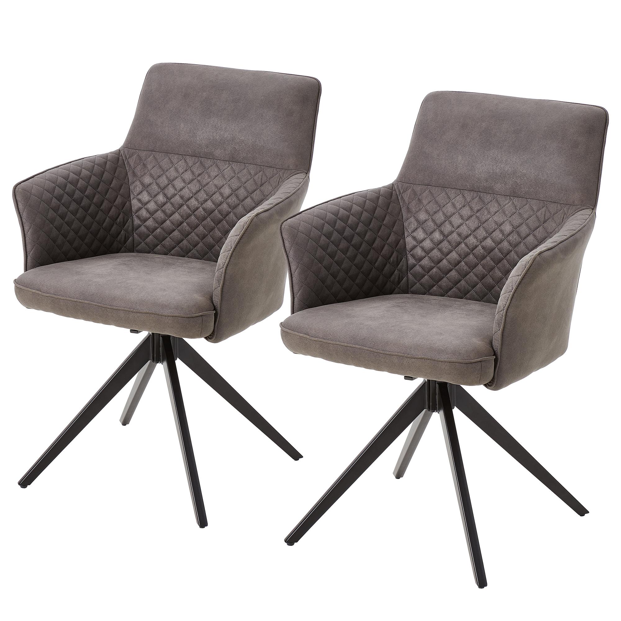 Armchair YEVOY Set of 2 Microfiber Iron Dark Grey 0