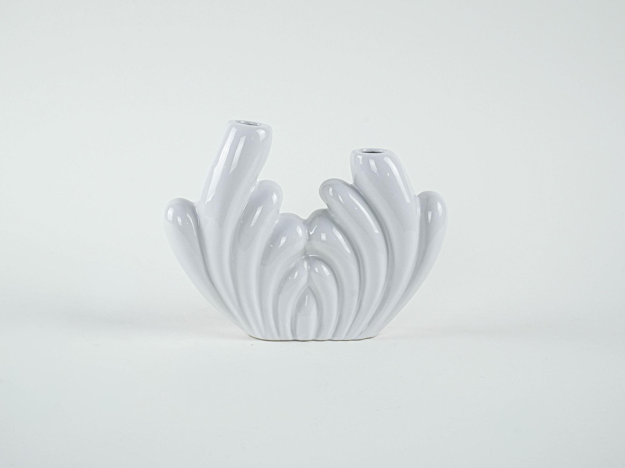 Keramikvase Art déco Weiß 1980er Jahre 2