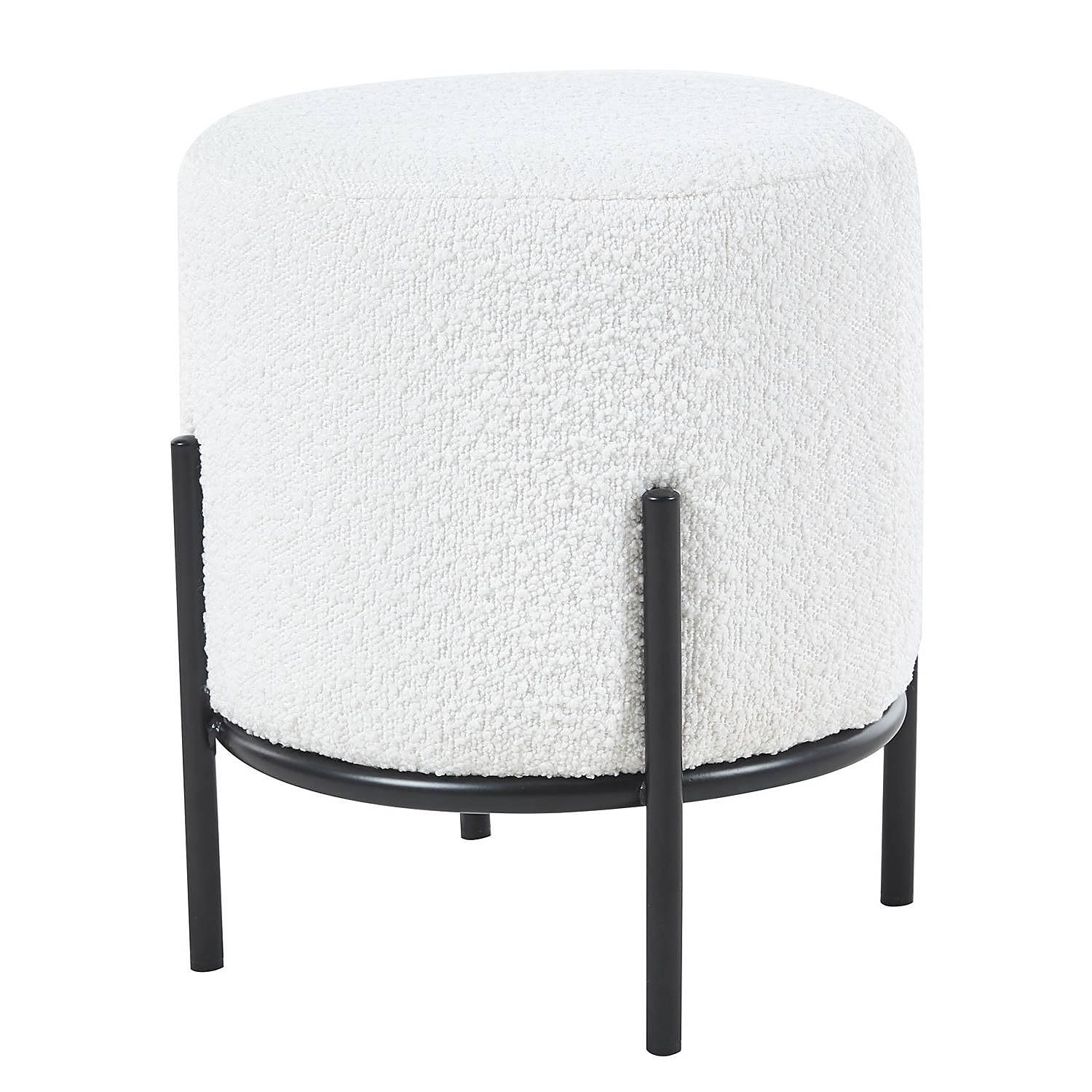 Upholstered stool Bumyra Bouclé White 1