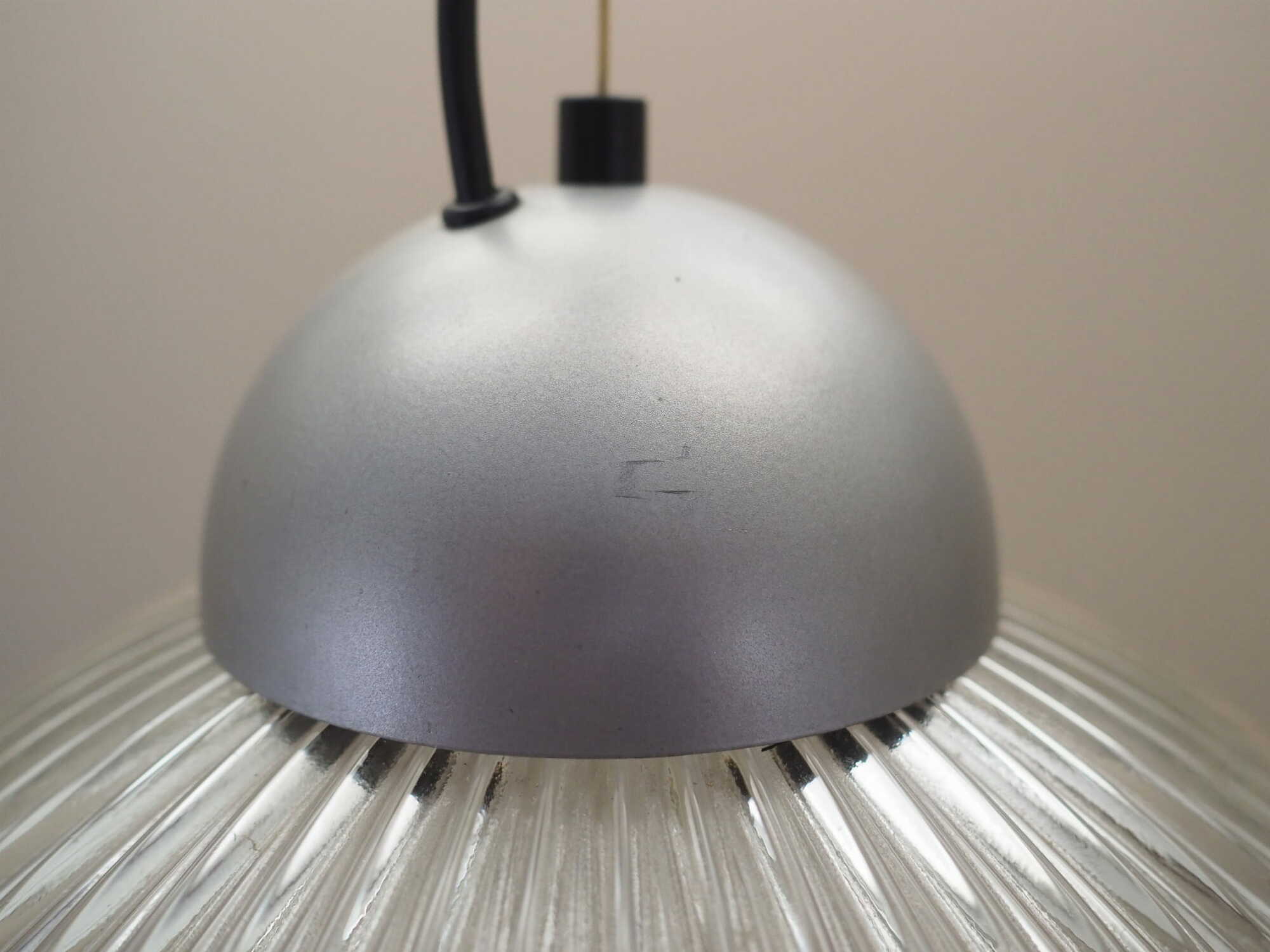 Vintage pendant lamp glass plastic grey 1970s 4
