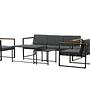 Dakar Sofa Set Steel Textile Grey Black 1