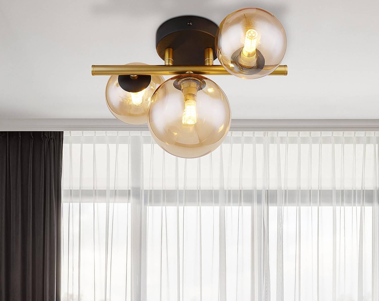 3-Flammig LED-Deckenleuchte Riha Typ B Farbglas Eisen 3