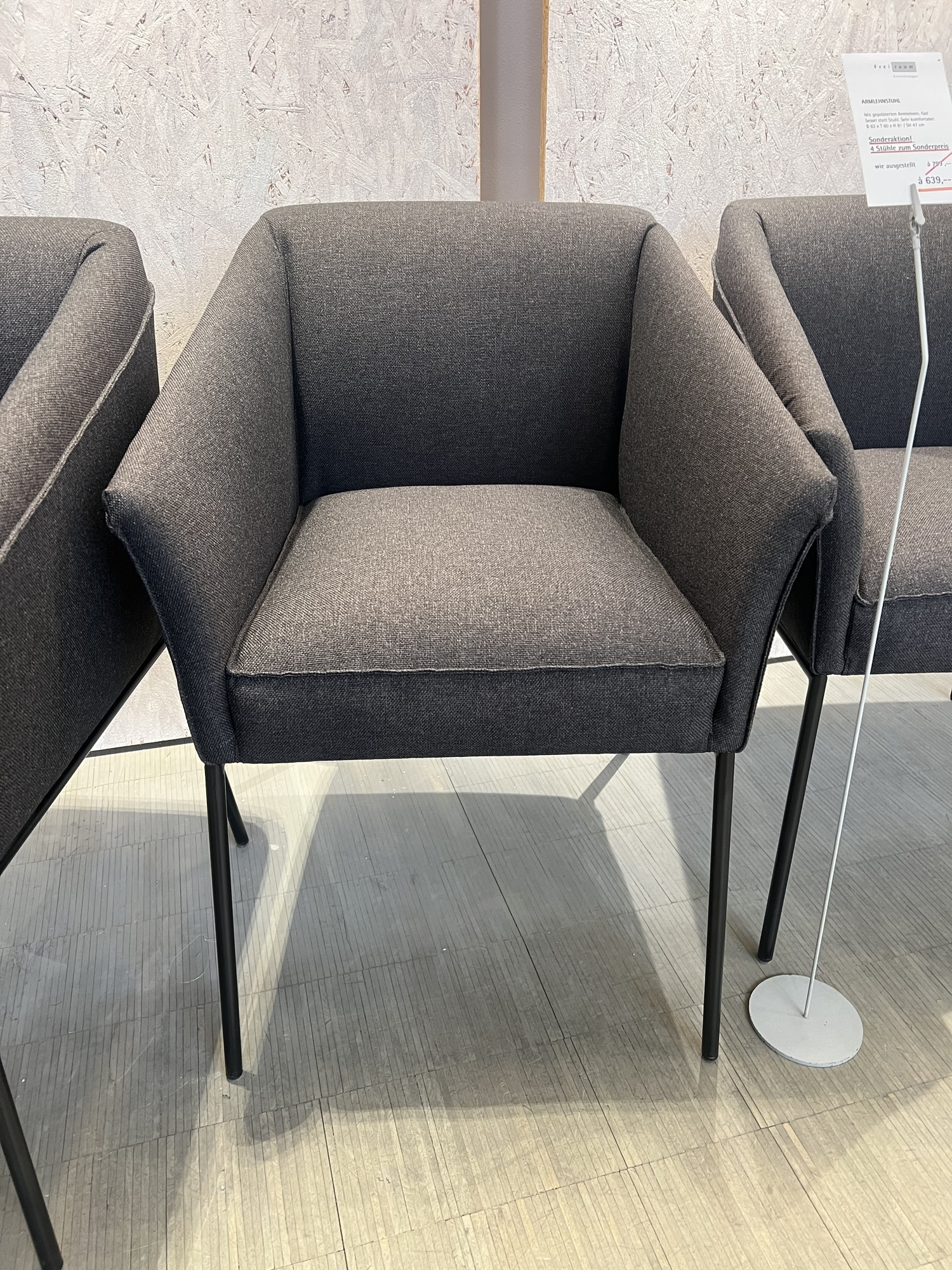 4x Milo Esszimmerstuhl Stoff Metall Dunkelgrau 4