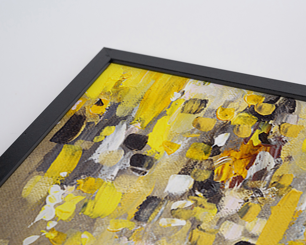 Abstract Yellow Drops Art Print with Frame Multicolored 2