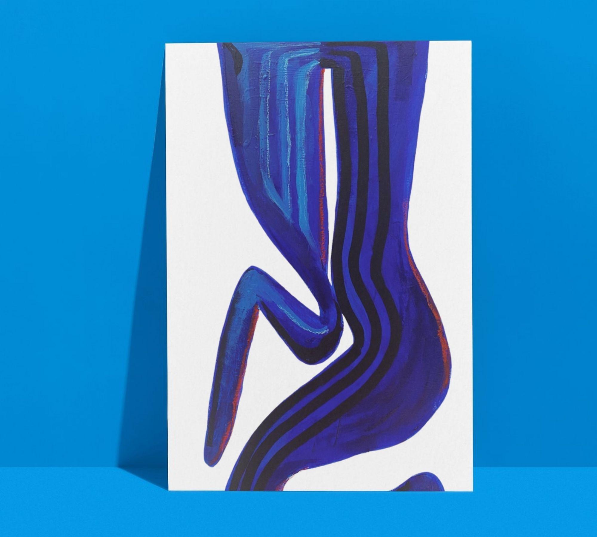 Intuitive Body Kunstdruck Blau Weiß 0