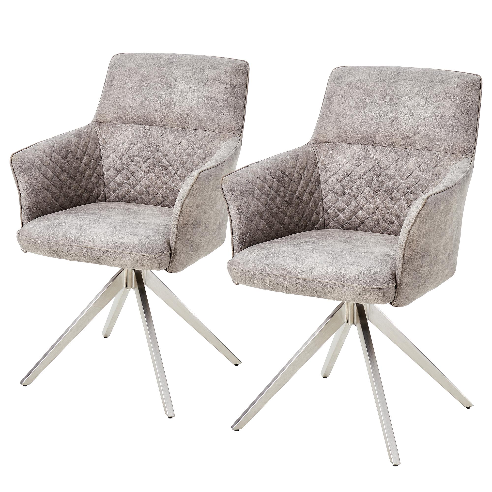 Yevoy Armchair Set of 2 Stainless Steel Gray Silver 1