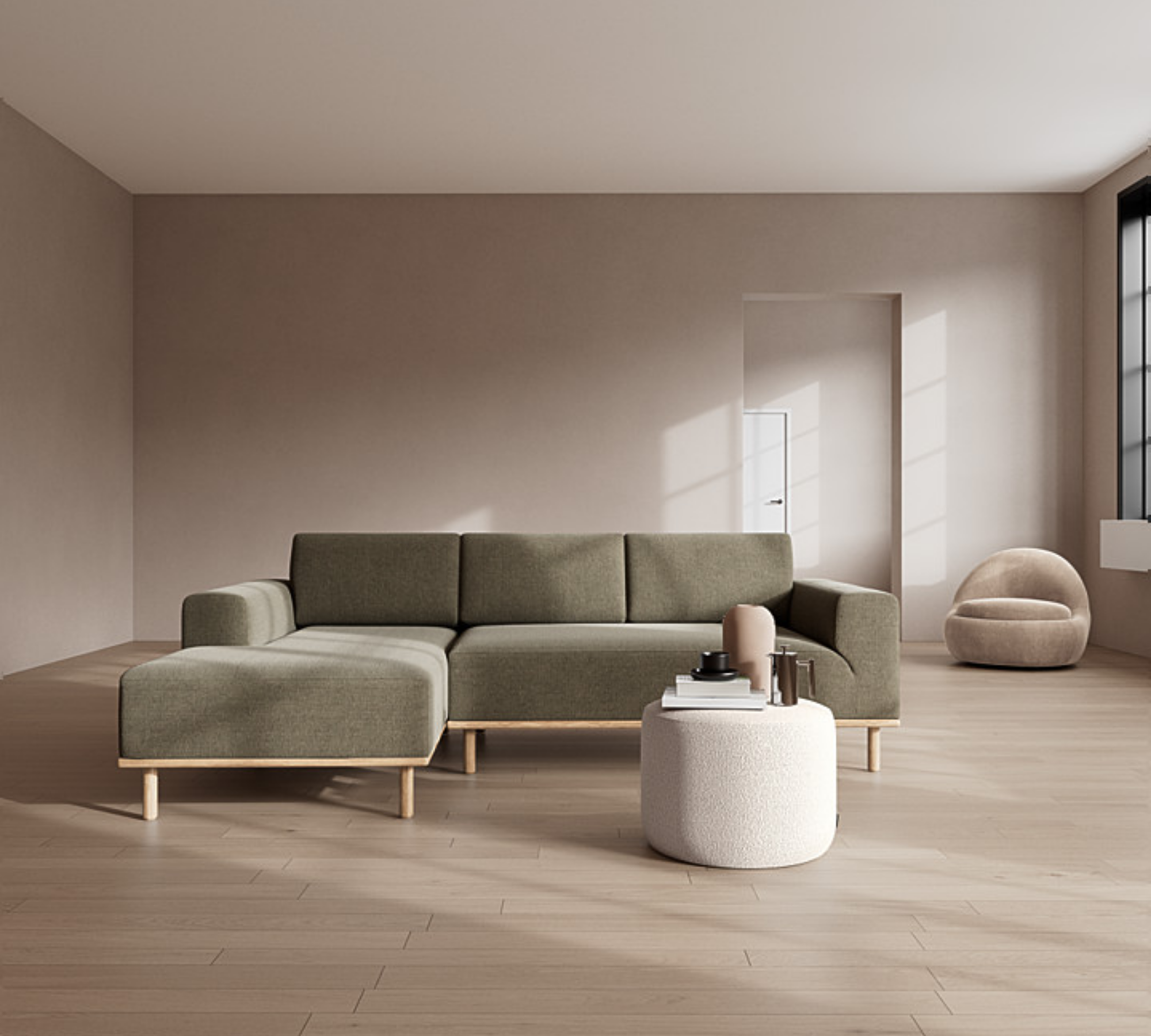 Vilmar Divano 3 posti Chaise longue Sinistra Free Sage 1