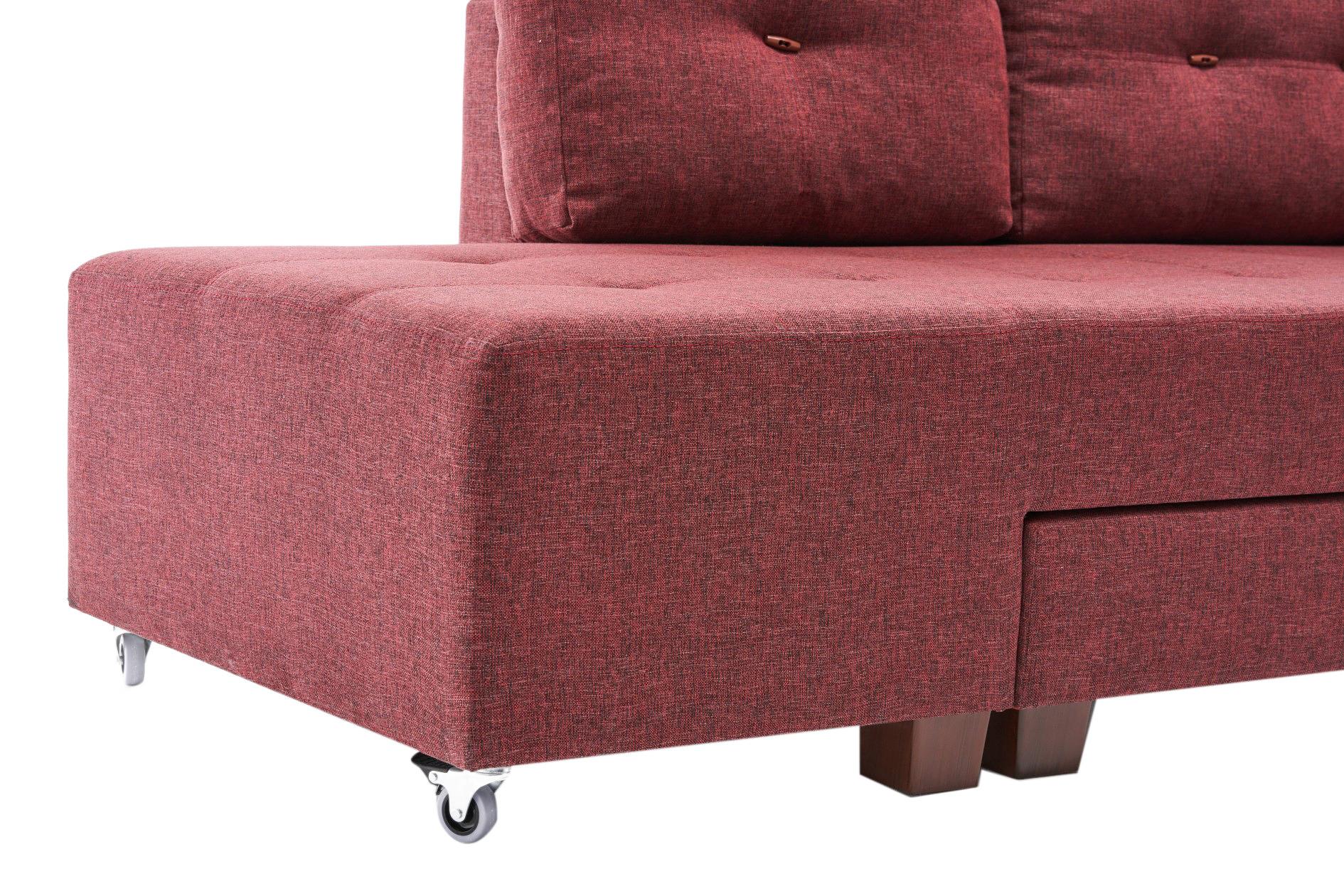 Manama Corner Sofa Bed Left - Claret Red 8