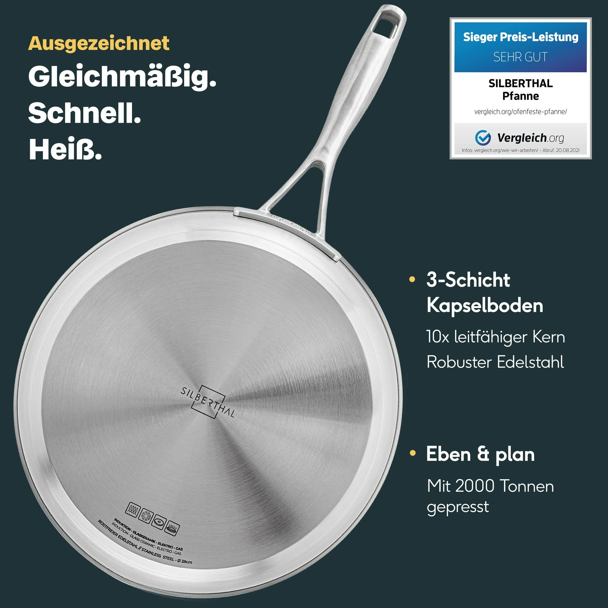 Pfanne Unbeschichtet Edelstahl Silber Ø 28 cm 2