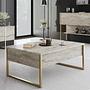 Luxe Couchtisch Holz Travertine Gold 1