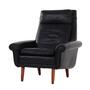 Vintage armchair, natural leather, wood, black, 1970s 0