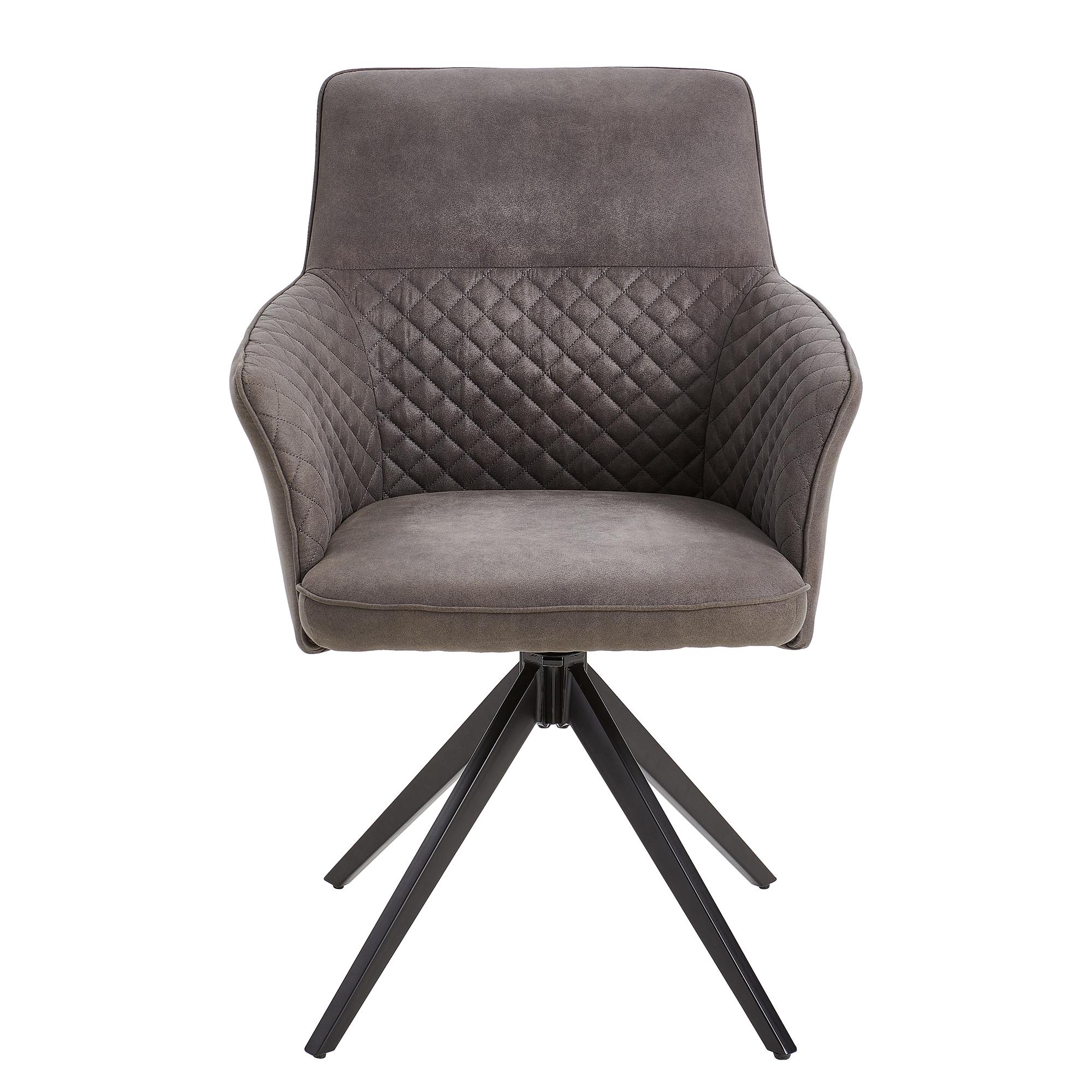Armchair YEVOY Set of 2 Microfiber Iron Dark Grey 4