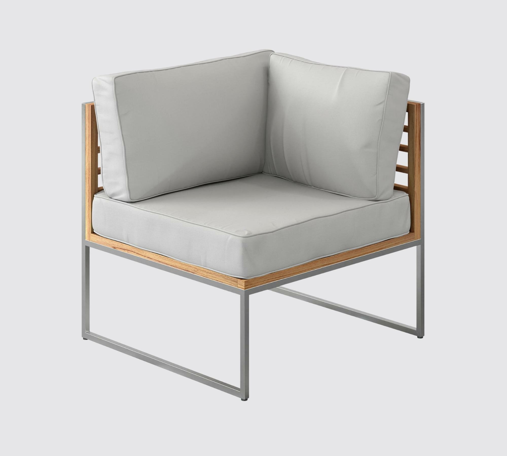 Loungeecke aus gebürstetem Edelstahl mit Teak  0