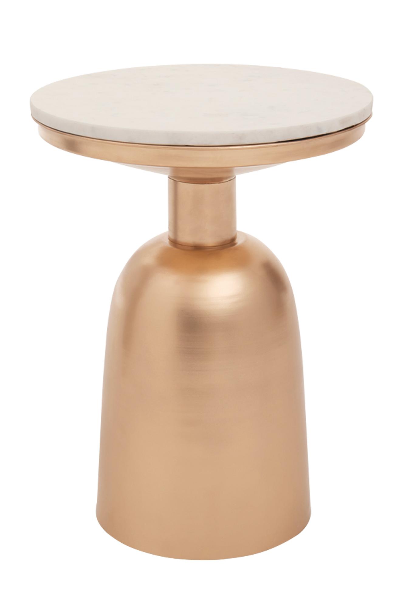 Amira White Marble Top Gold Base Beistelltisch
 4