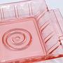 Vintage Tablett Pressglas Rosa 1930er Jahre 3
