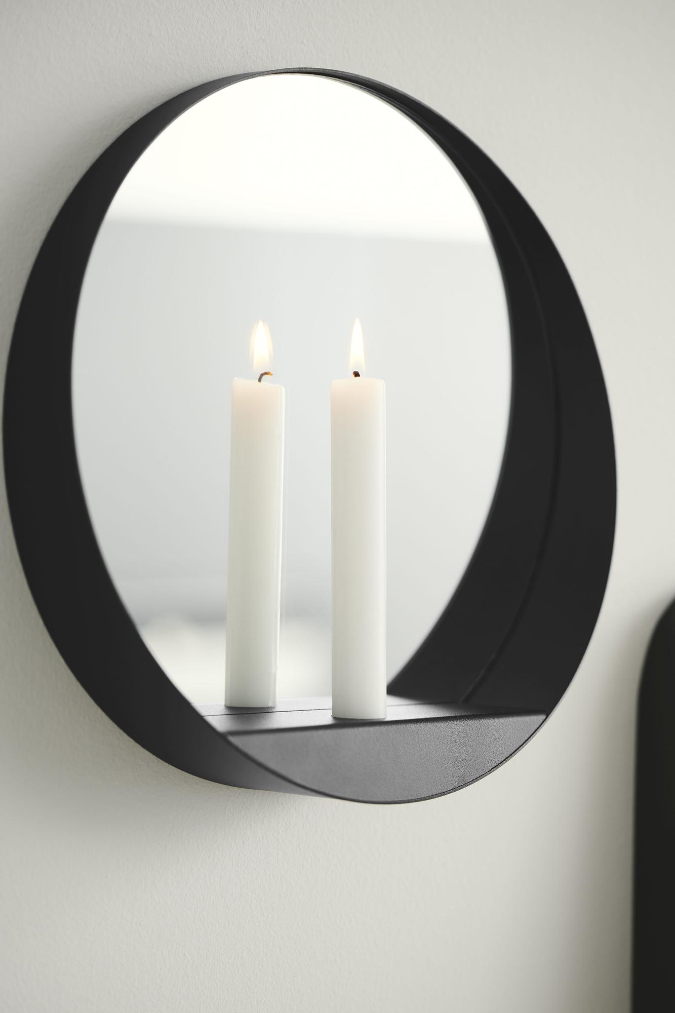 Glim Candle holder Mirror glass Steel Black 7