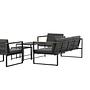 Dakar Sofa Set Steel Textile Grey Black 4