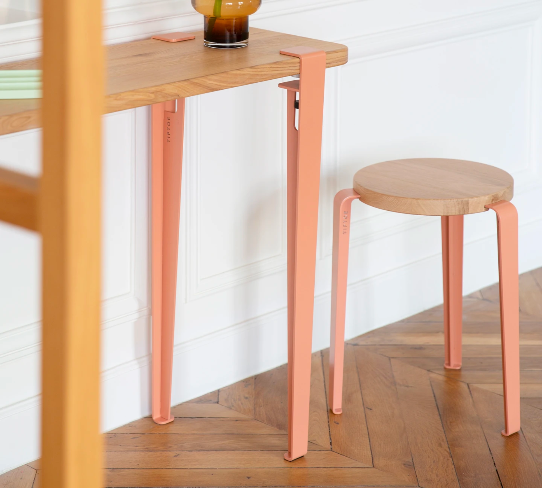 4x Tischbein Stahl Rosa 2