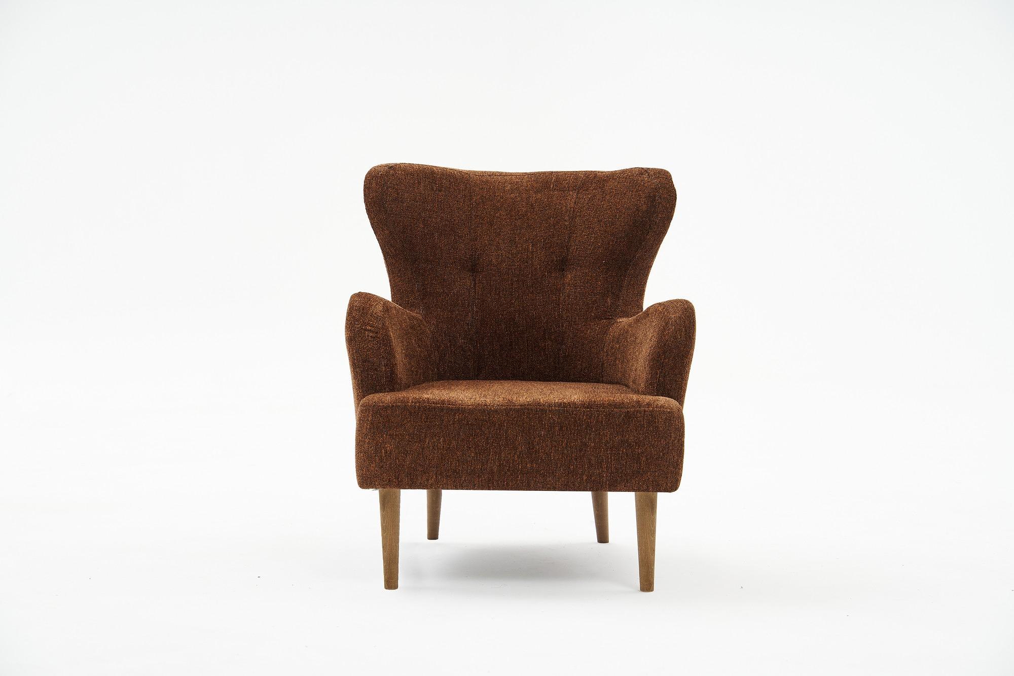 Karina Ohrensessel Chenille-Stoff Braun 4