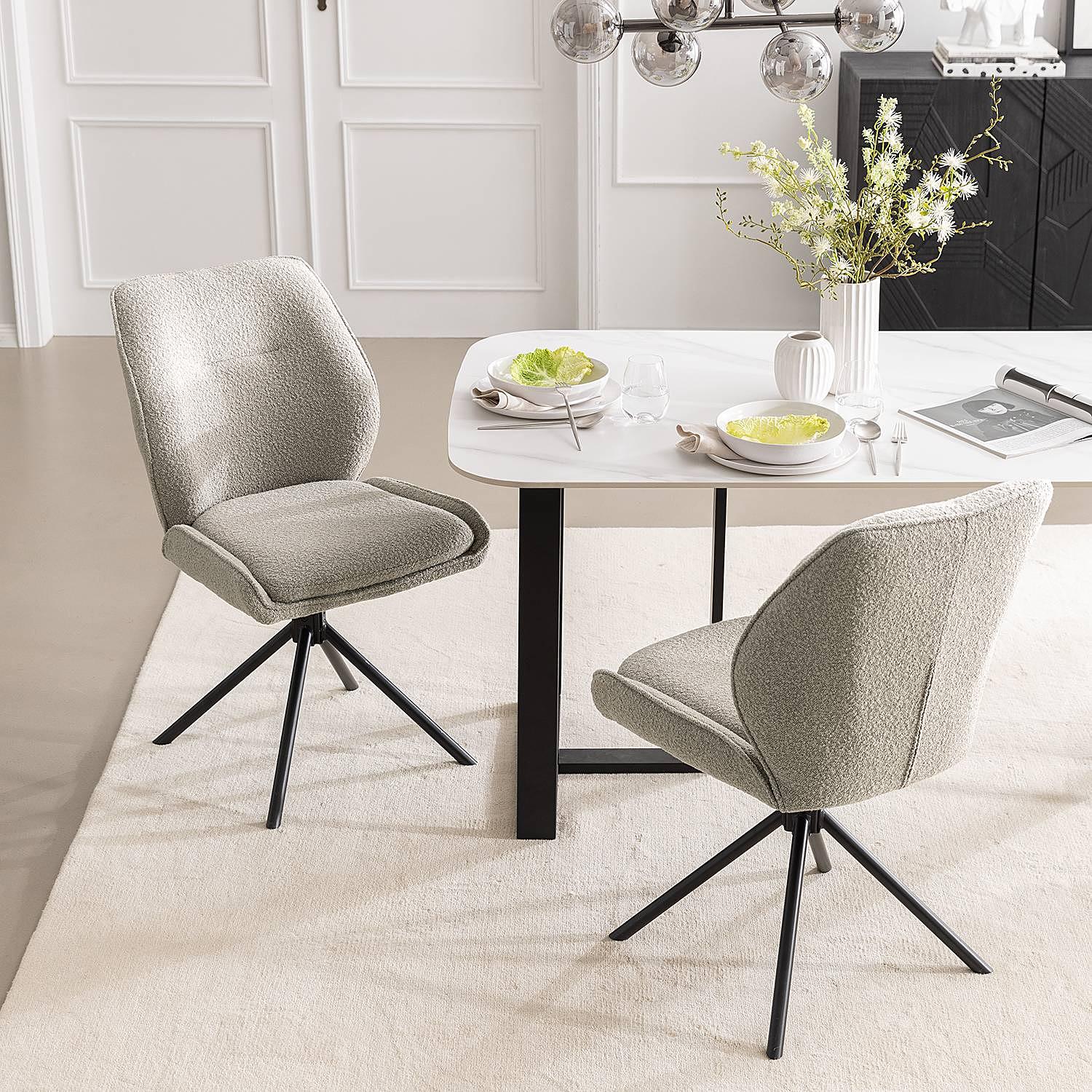 Mollvika Dining Chair Set of 2 Grey Bouclé  3