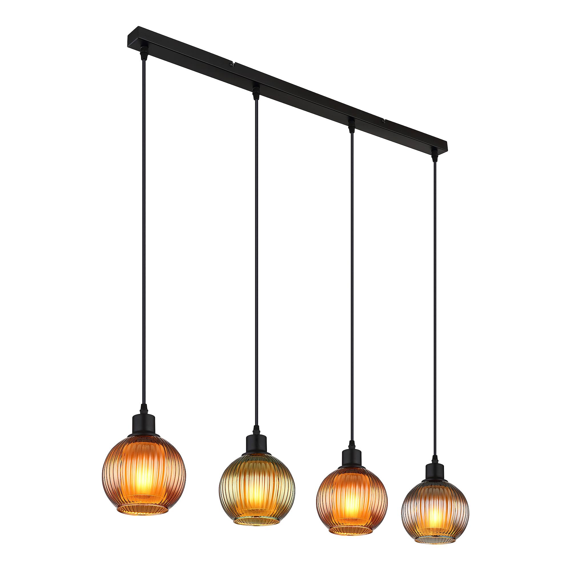 Pendant light Zumba Type B 4-light colored glass iron 4