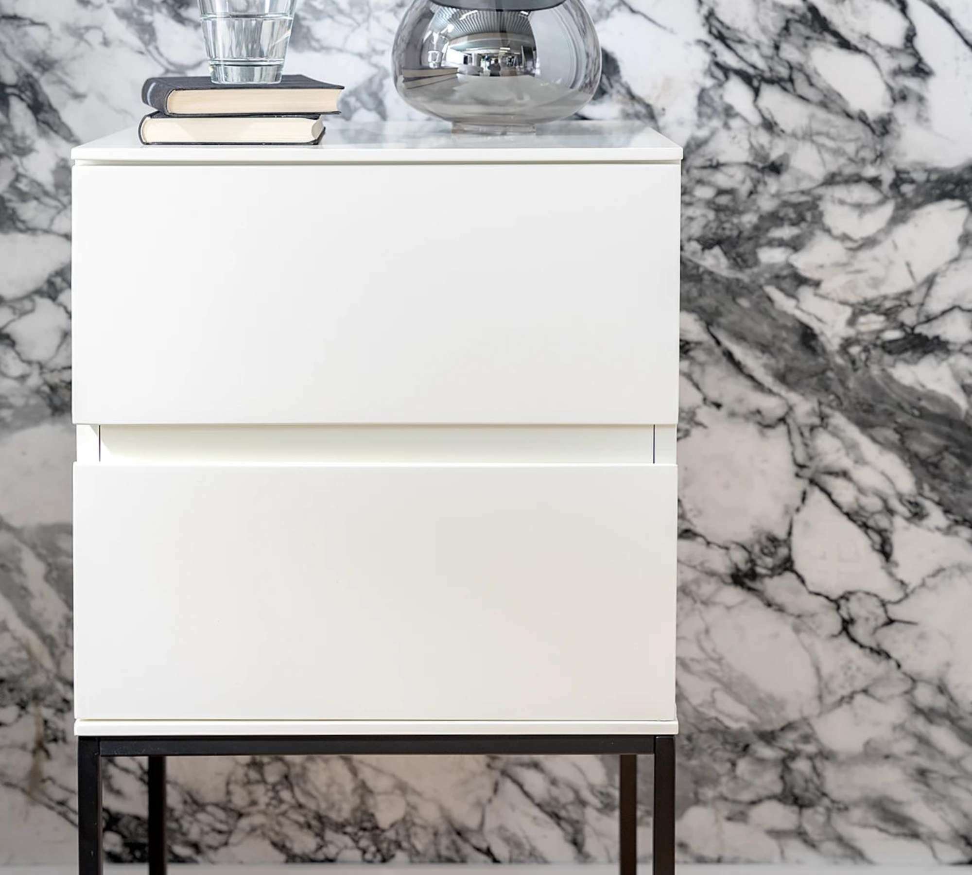 Nachtkommode Holz Metall Weiß 0