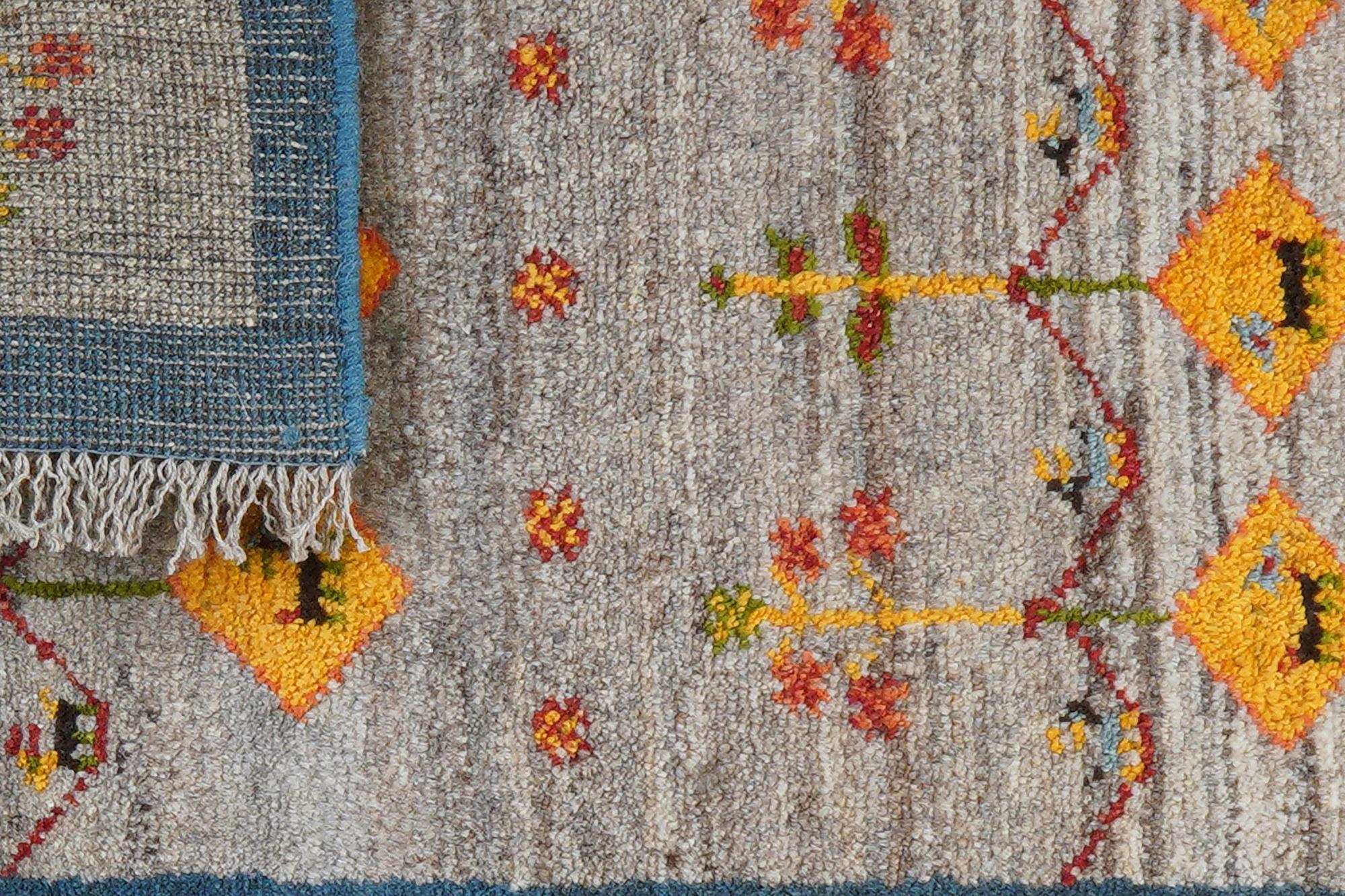 Gabbeh Teppich Wolle Grau 4